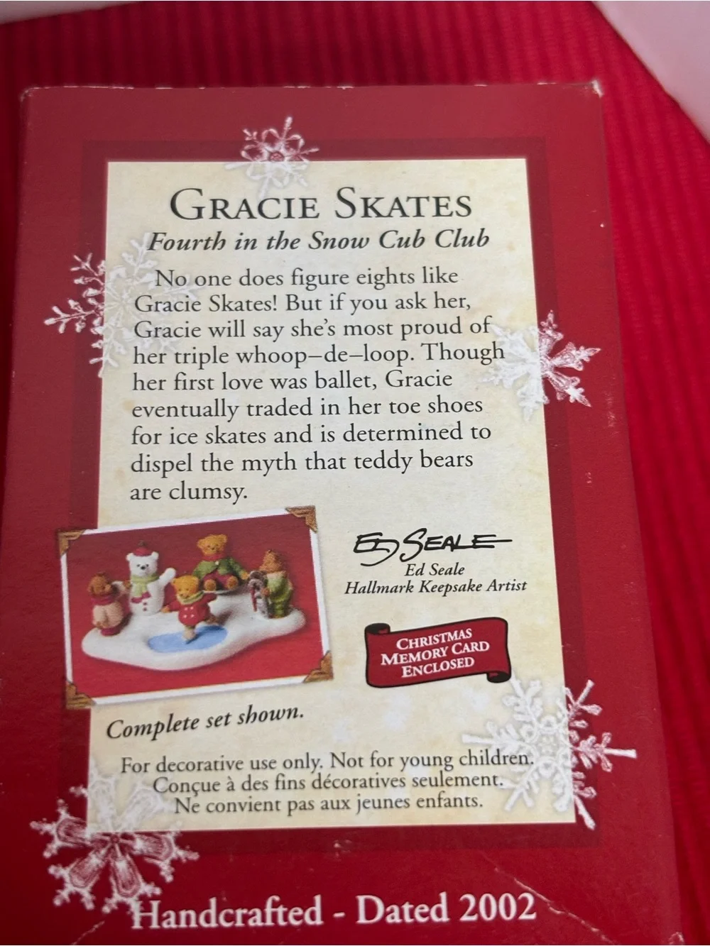 Hallmark Gracie Skates Bear Ornament - Red & Green